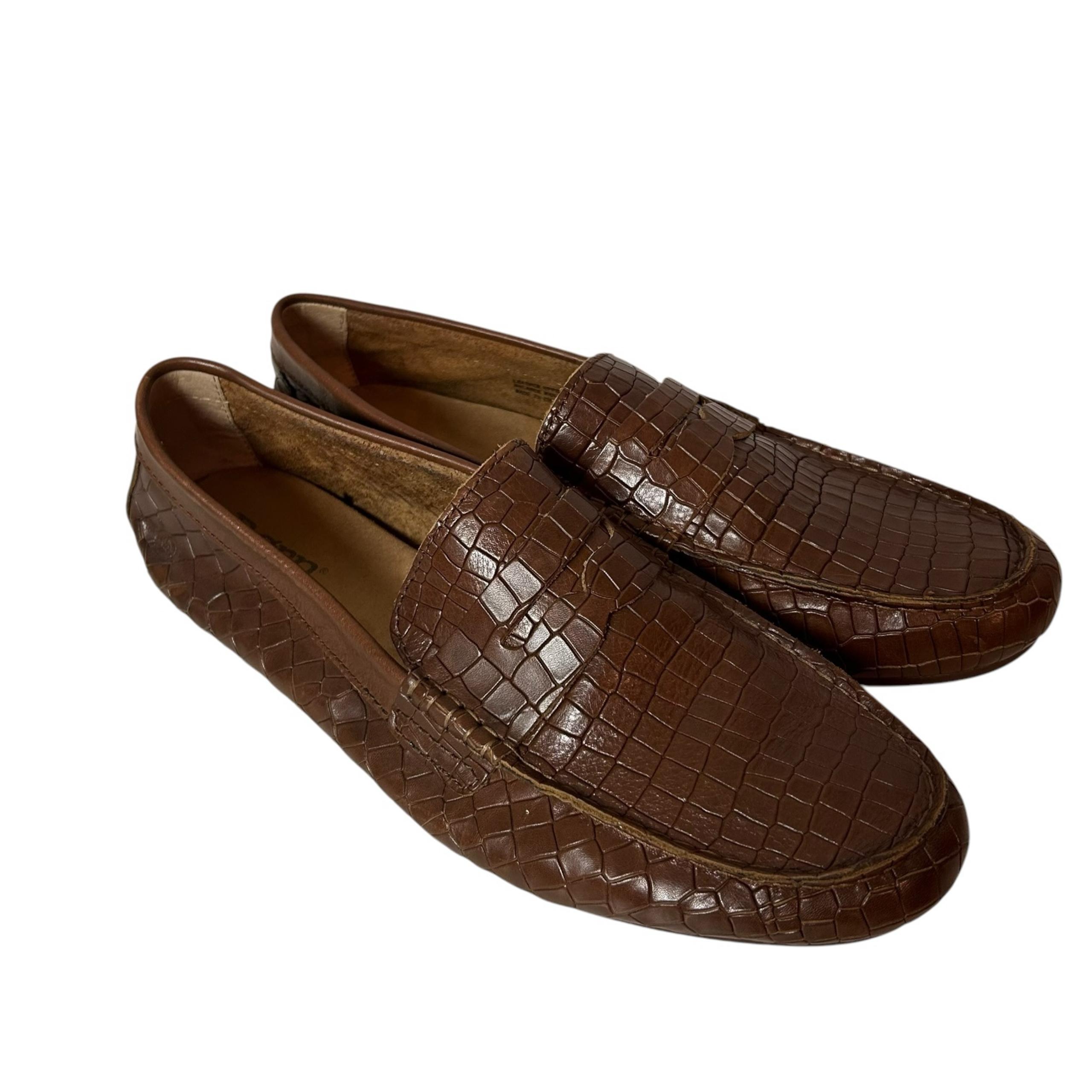 Born Hand Crafted Footwear Men’s Croc Embossed Brown Leather Loafer Size 13M