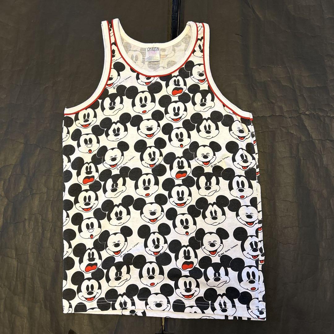 Free shipping ● Mickey Mouse all-over print tank top L, made with a ONEITA body (USA made)