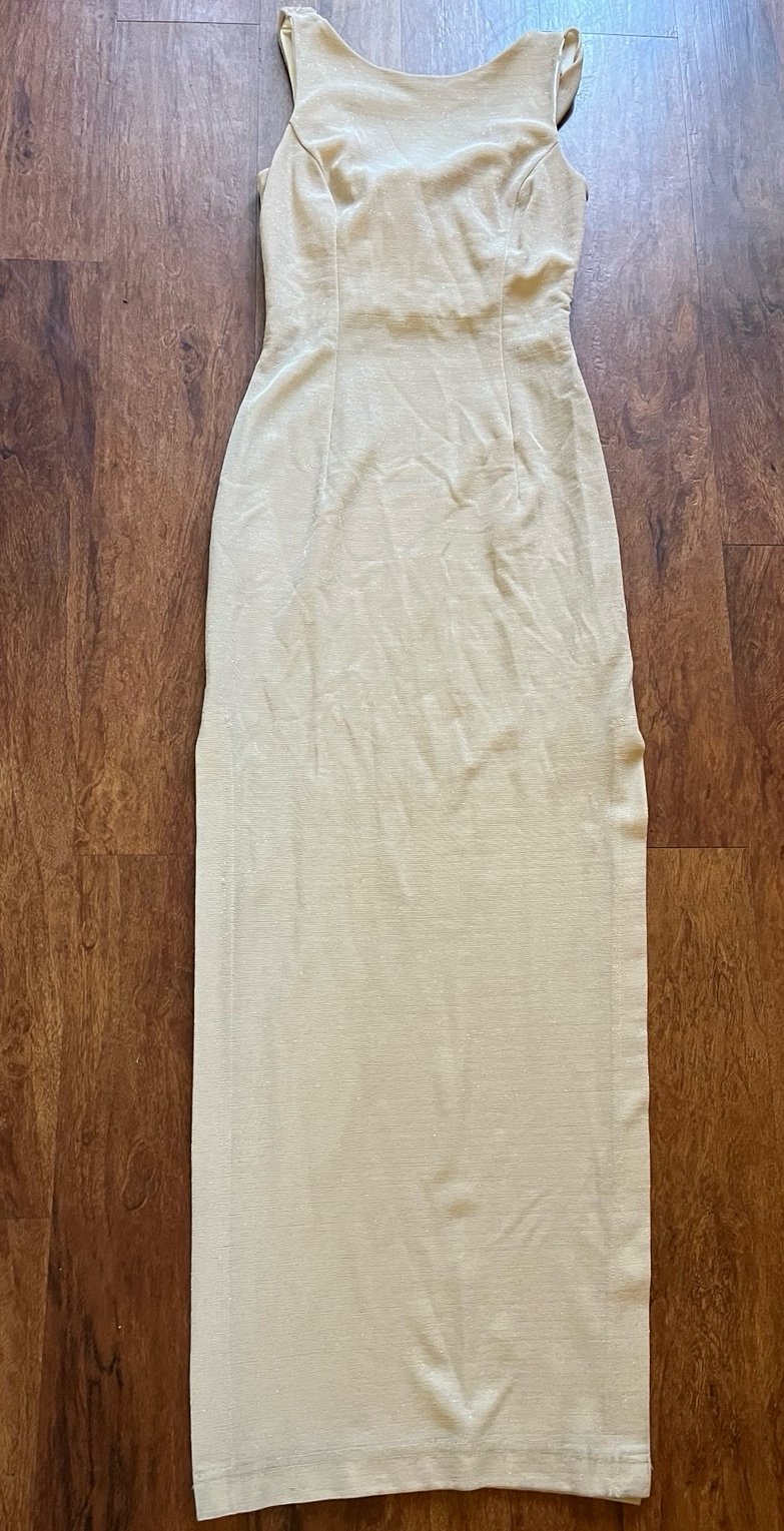 Scott McClintock maxi dress bodycon draped cocktail event Champaign sparkle sz 4