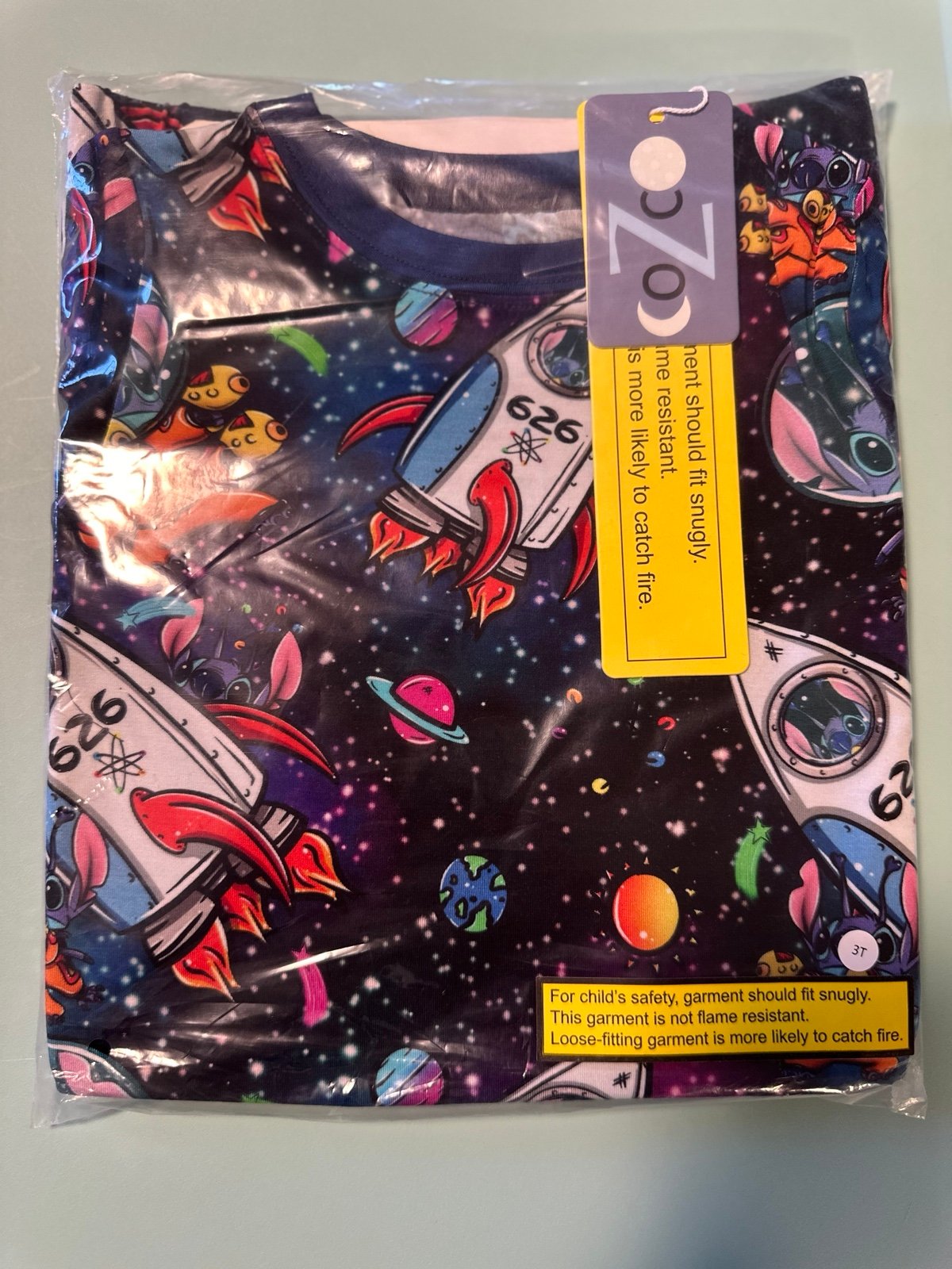 Cozco bamboo stitch Space 626 2pc LS pants set 3T