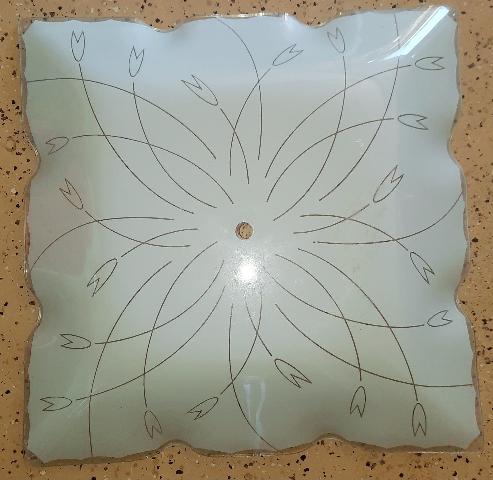 Vintage mcm fluted glass ceiling light fixture cover only