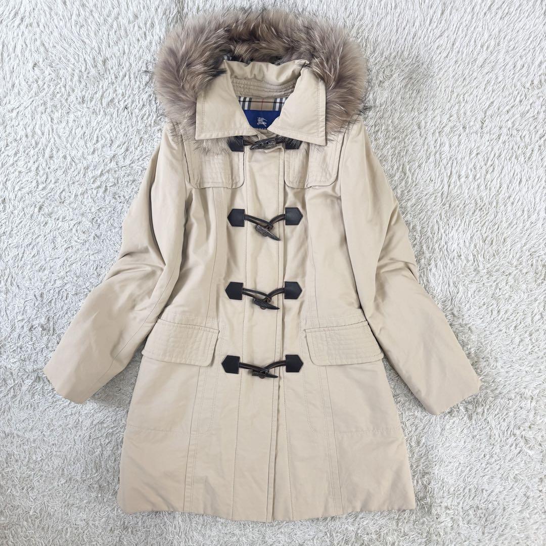 Burberry Blue Label Duffle Coat with Hood, Fur, Nova Check, A-Line