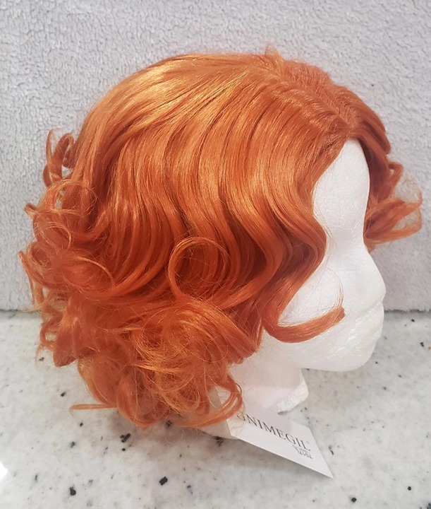 Short Orange Big Curly Wavy Layered Wig