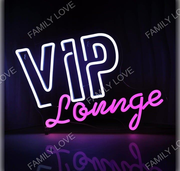 NEW VIP Lounge LED Light Neon Sign ( White Pink Party Room Lighting wall hanging
