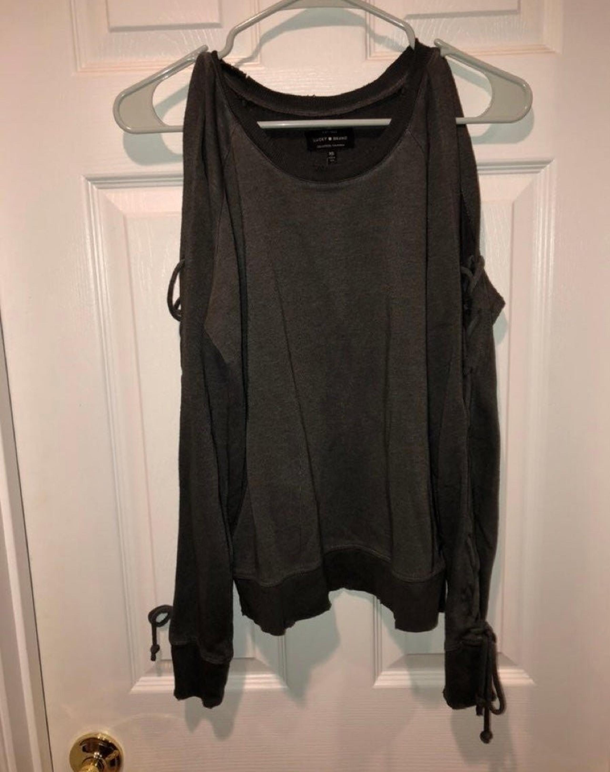 Lucky Brand Womens Green Shoulder Down Top XS