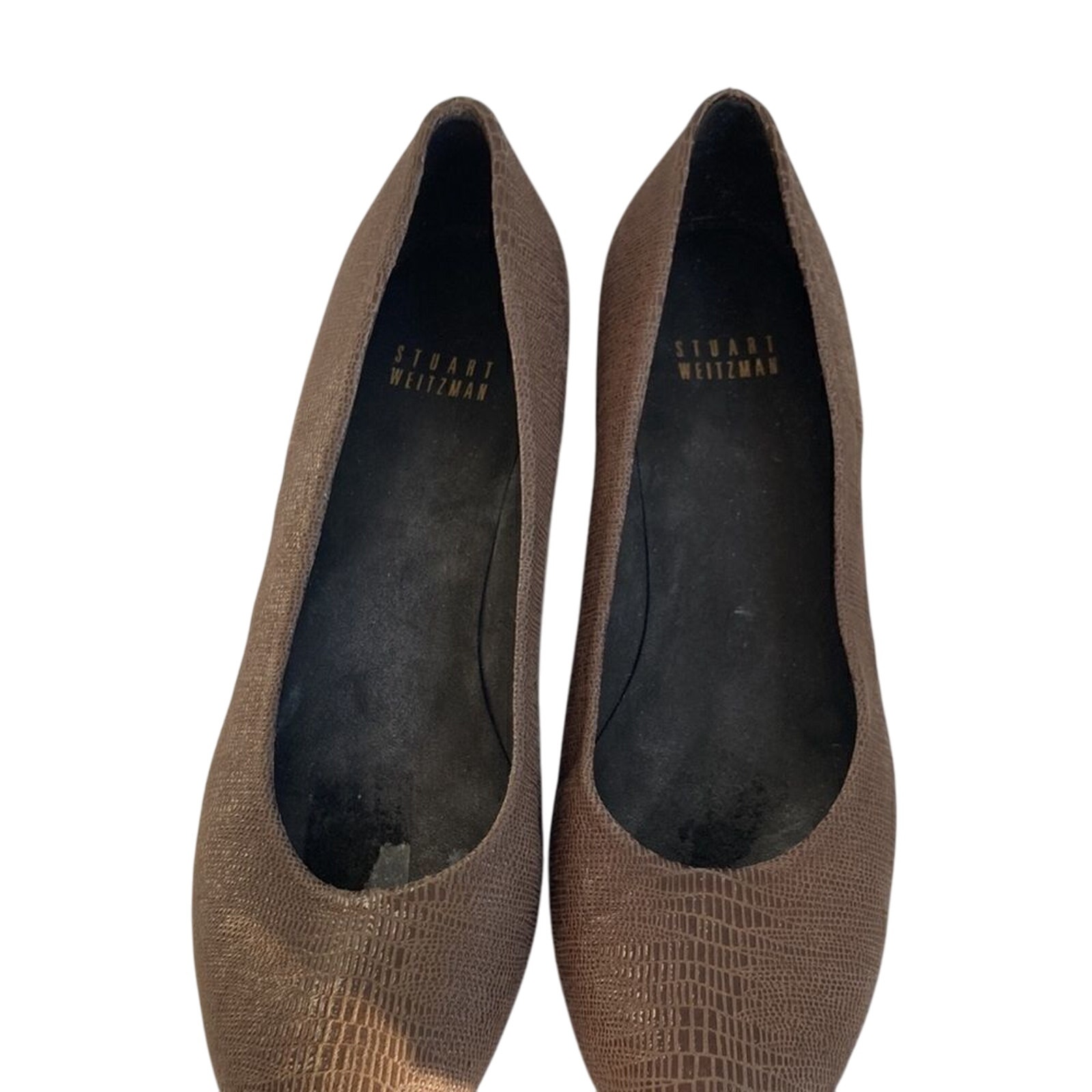 Brown Stuart Weitzman Faux Alligator Printed Wedges Art Deco Boho Western South