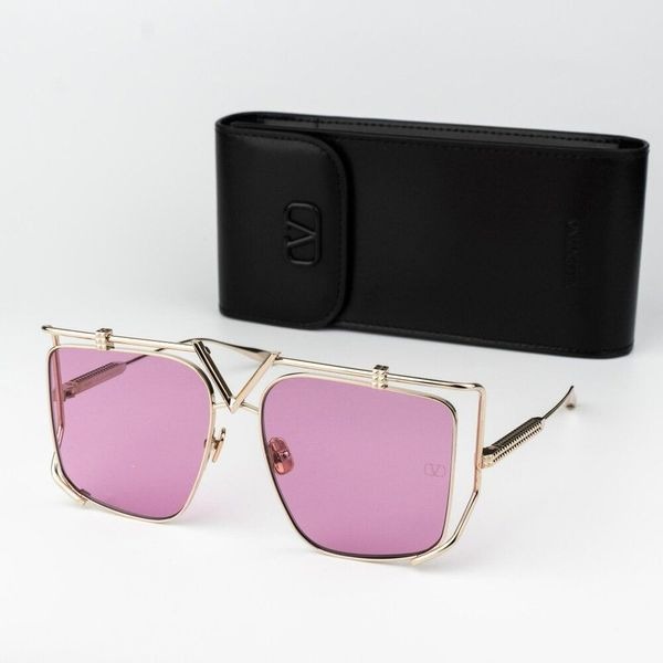 Valentino Women Sunglasses Titanium Gold Pink Oversized Square V - LIGHT VLS-116