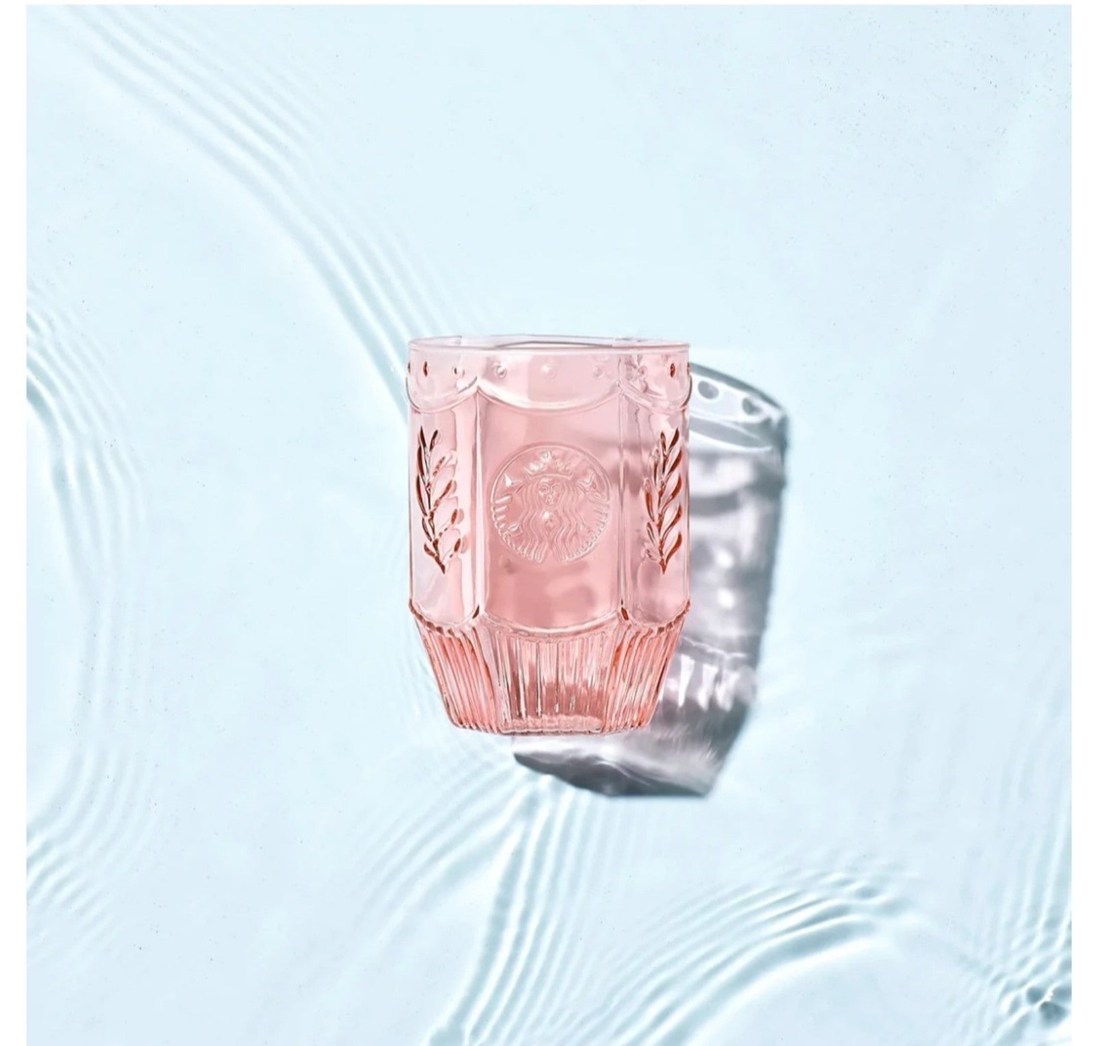 Starbucks Anniversary Coral Reef pink red Glass cup