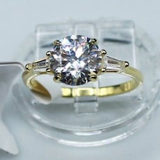 Certified 18k Gold/925 Sterling Silver 2 ct Moissanite Three Stones Ring Size 7