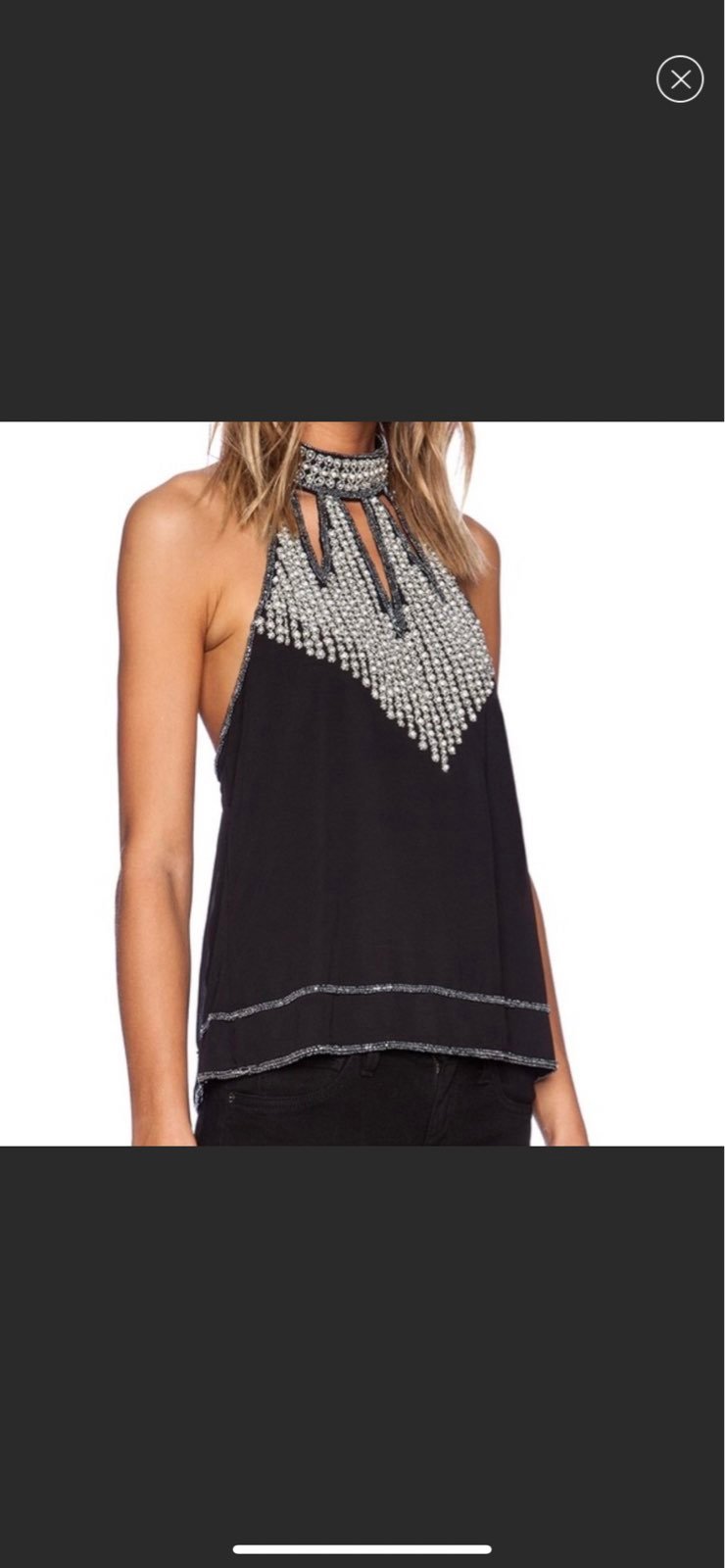 NBD Bead and Pearl High Neck Halter Top