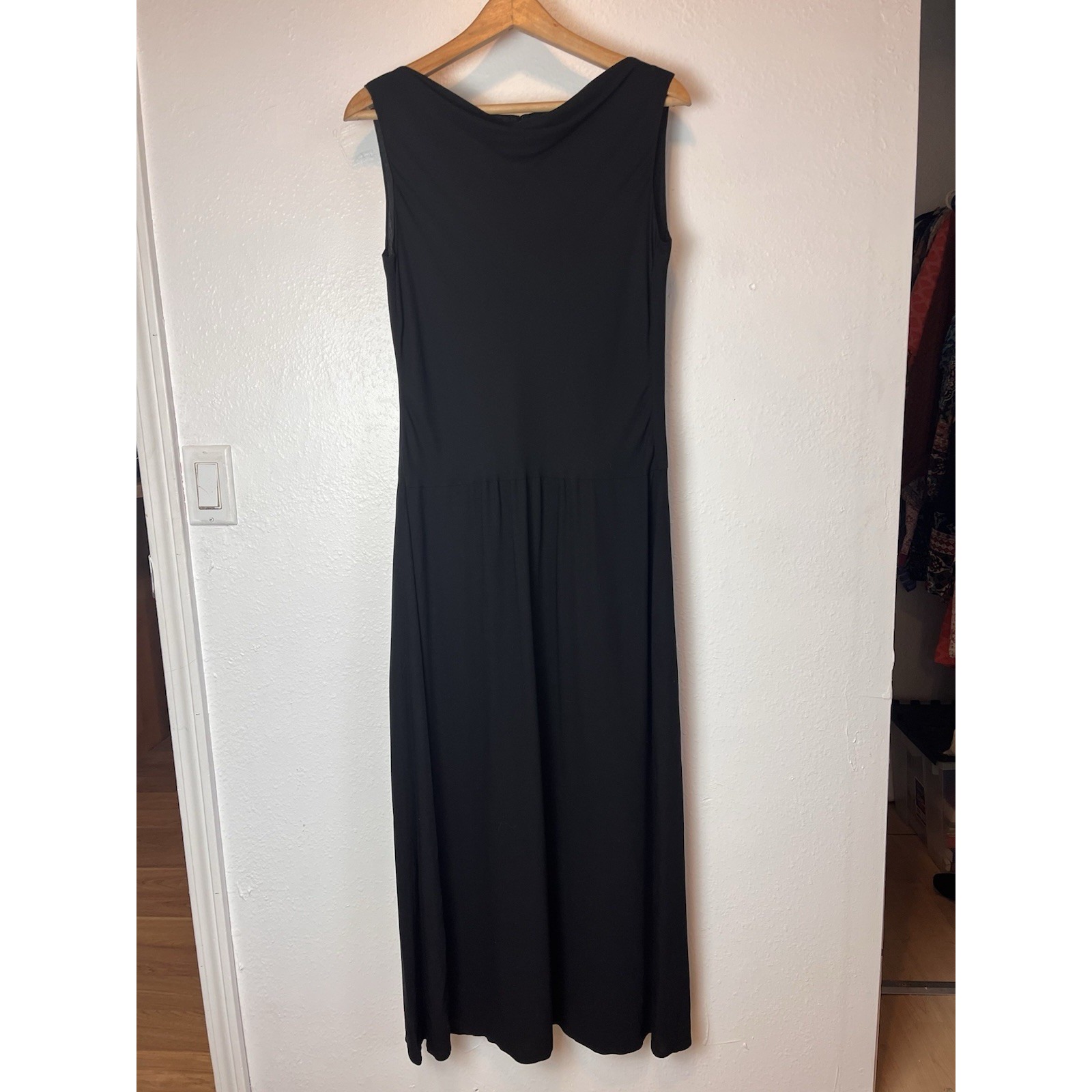 Ralph Lauren Black Maxi Dress Size 8 Sleeveless Blue Label Rayon Classy