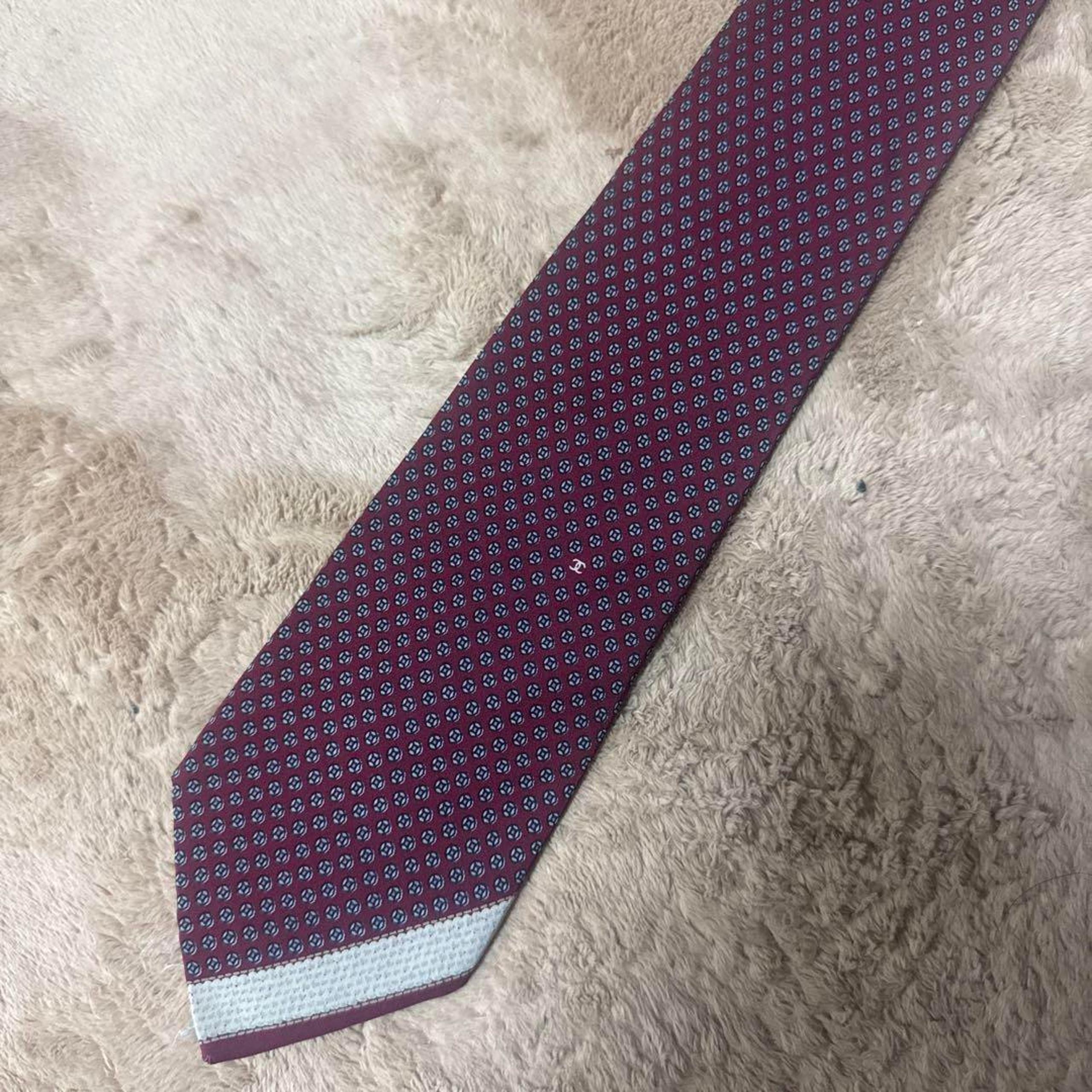 CHANEL Silk Tie, Red, Small Pattern