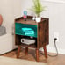 Night Stand with Charger Station, Bedside Table with LED Lights