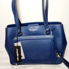 NEW Karl Lagerfeld Navy Leather Tote Handbag