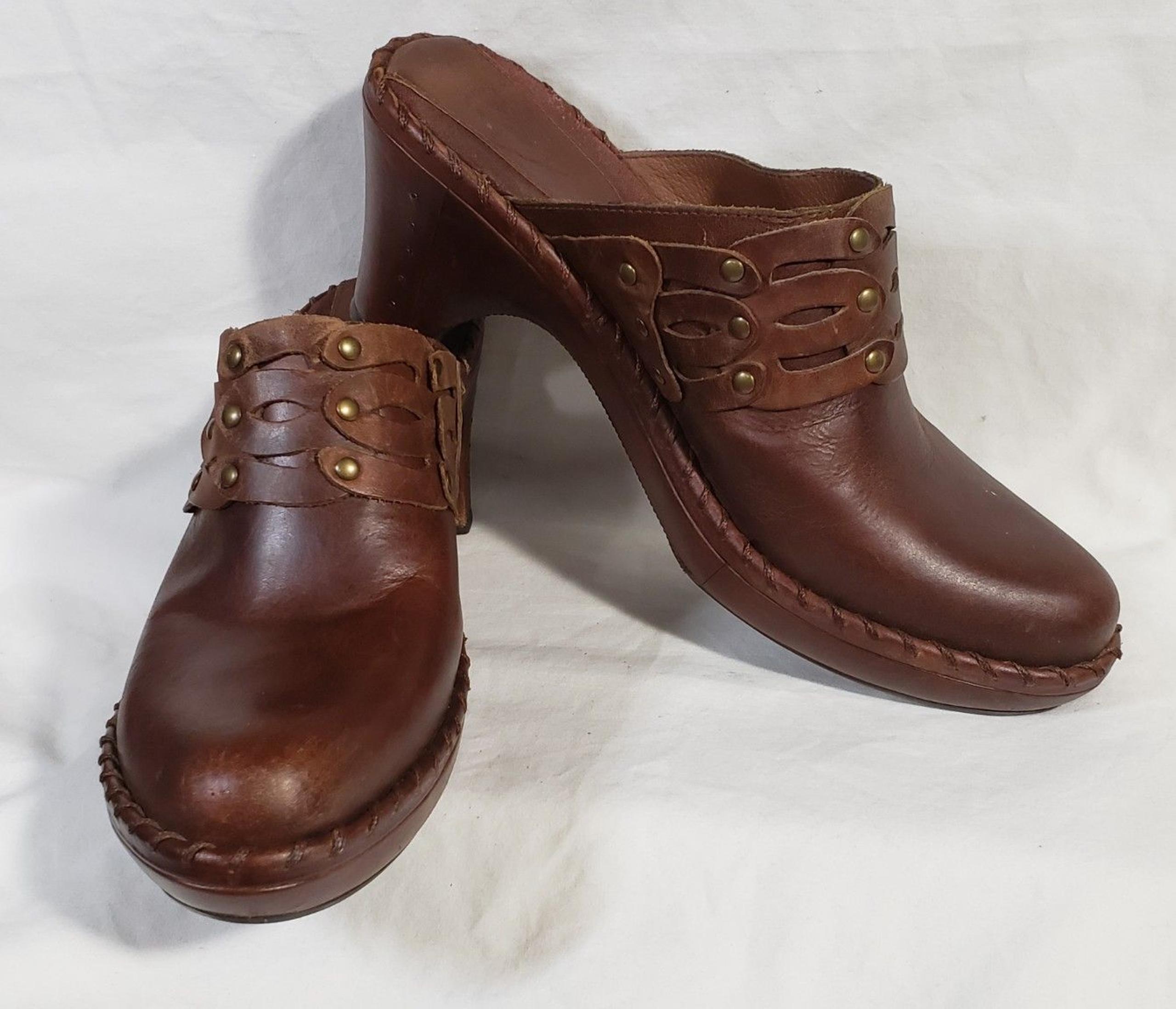 Frye Brown Leather Mule Clog 9.5
