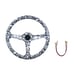 BRAND NEW UNIVERSAL 350MM Skull Graphic Acrylic Deep Dish 6 Holes Steering Wheel