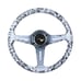 BRAND NEW UNIVERSAL 350MM Skull Graphic Acrylic Deep Dish 6 Holes Steering Wheel