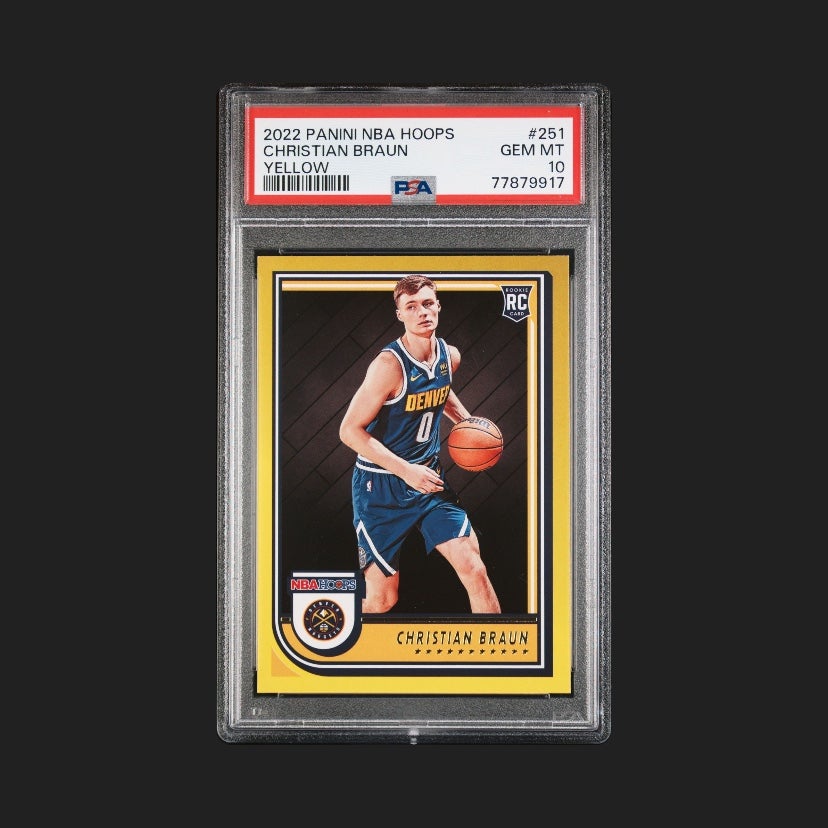2022-23 Panini NBA Hoops Yellow #251 Christian Braun RC GEM MT 10 POP 1