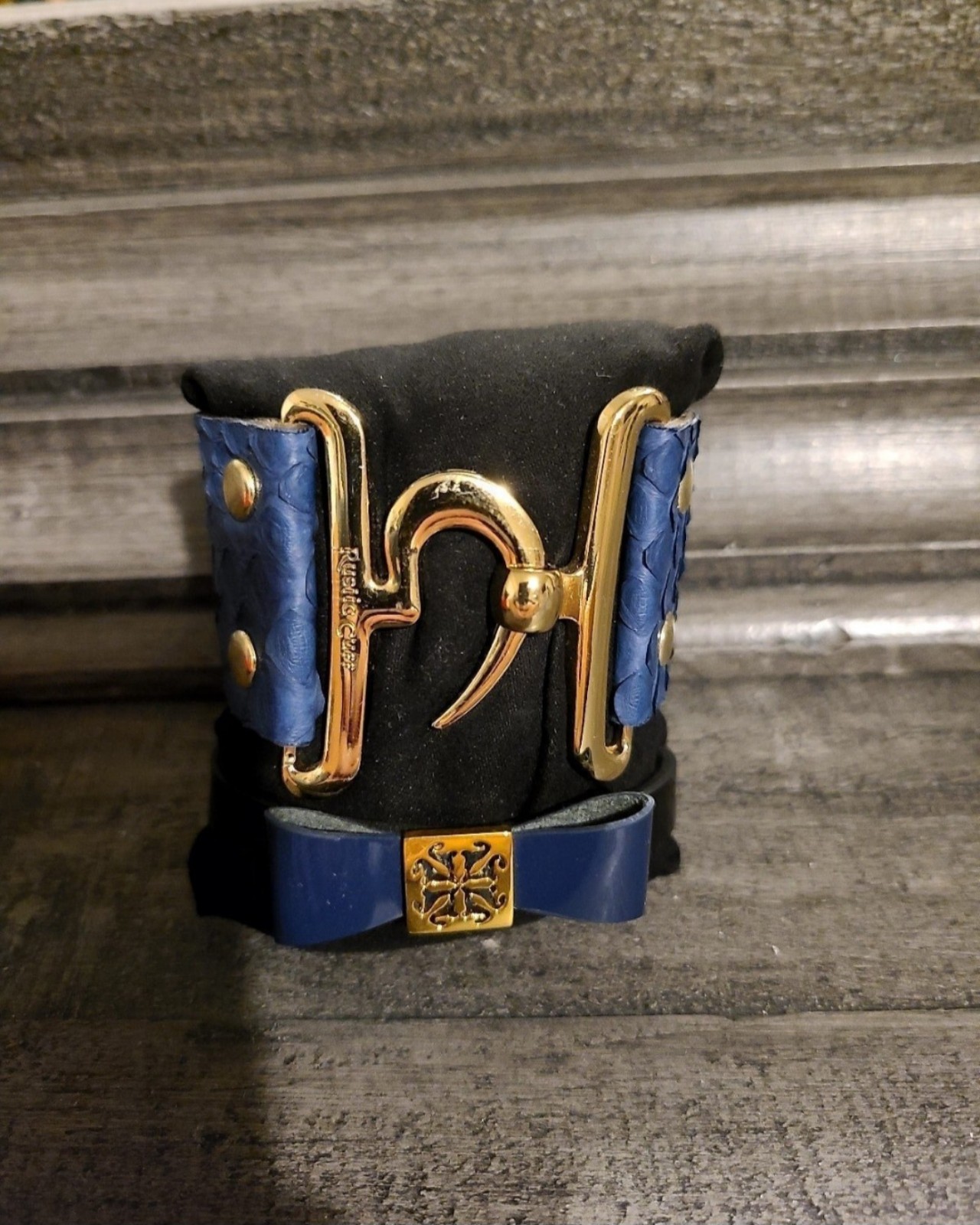 Rustic Cuff bracelets Python and Bow