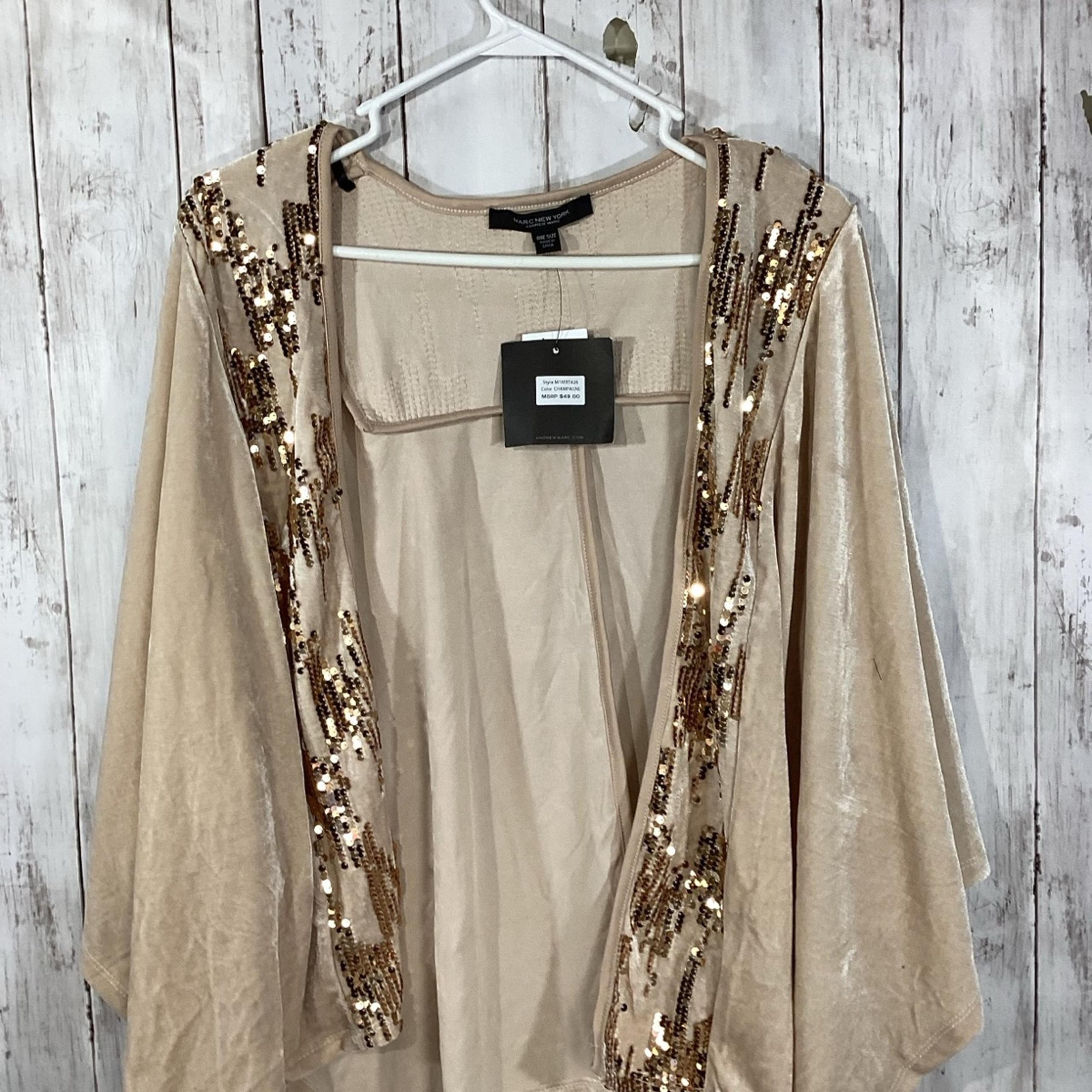 Marc New York Champagne Dressy Top Jacket Sequined One Size Fits Most New