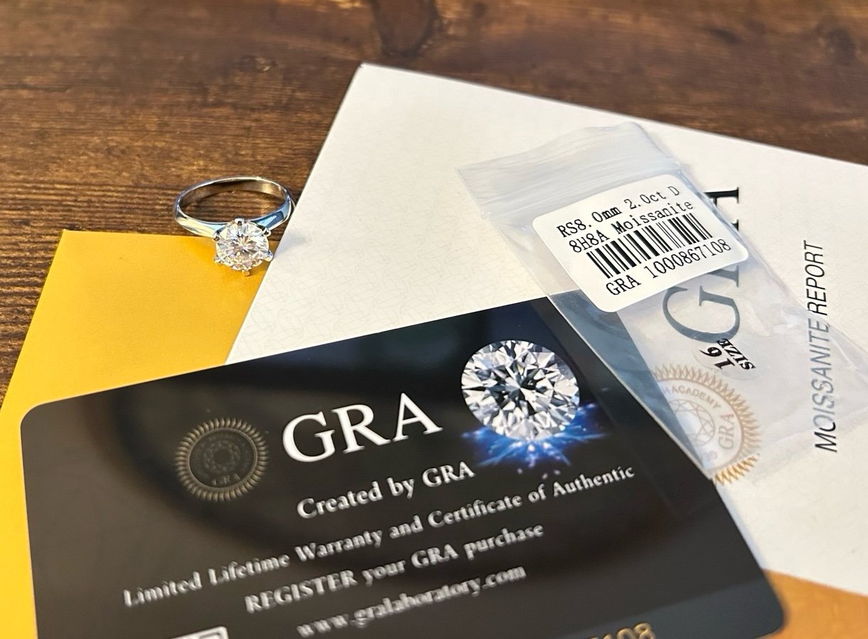 Sterling Silver 925 Round 2.0 CT VVS1 GRA Moissanite Minimalist Engagement Ring
