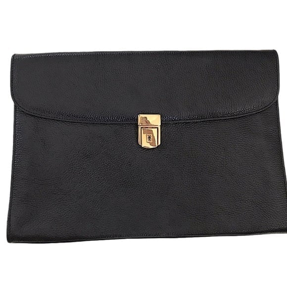 Scully & Scully black 100% pebbled Leather oversized Envelope Clutch Bag