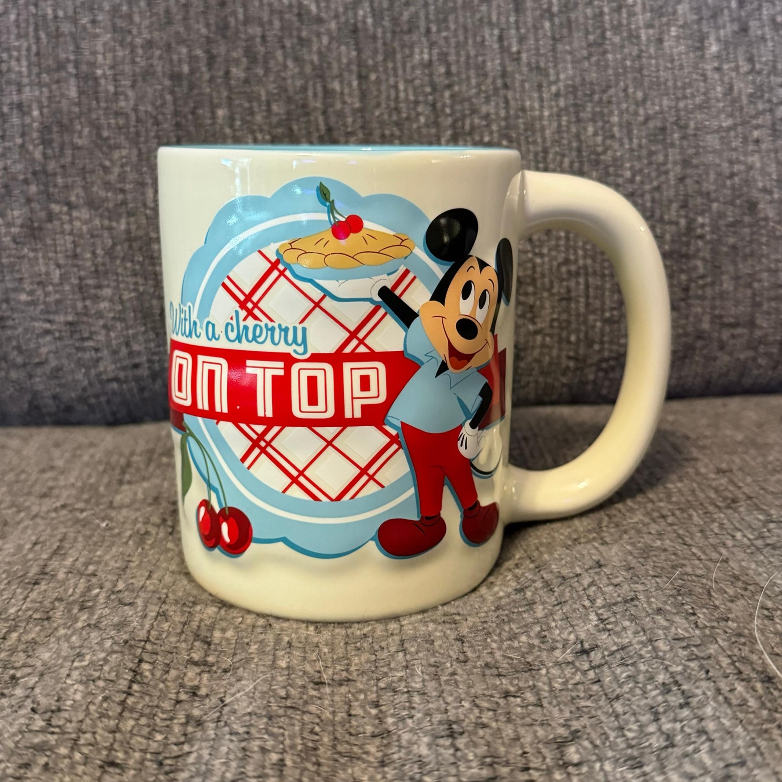 Disney's Retro Style Mickey Mouse Cherry on Top Cherry Pie 3D Mug White Blue