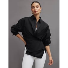 NWT CARBON38 Oversized Button Up Shirt Size Small Black Cotton Casual