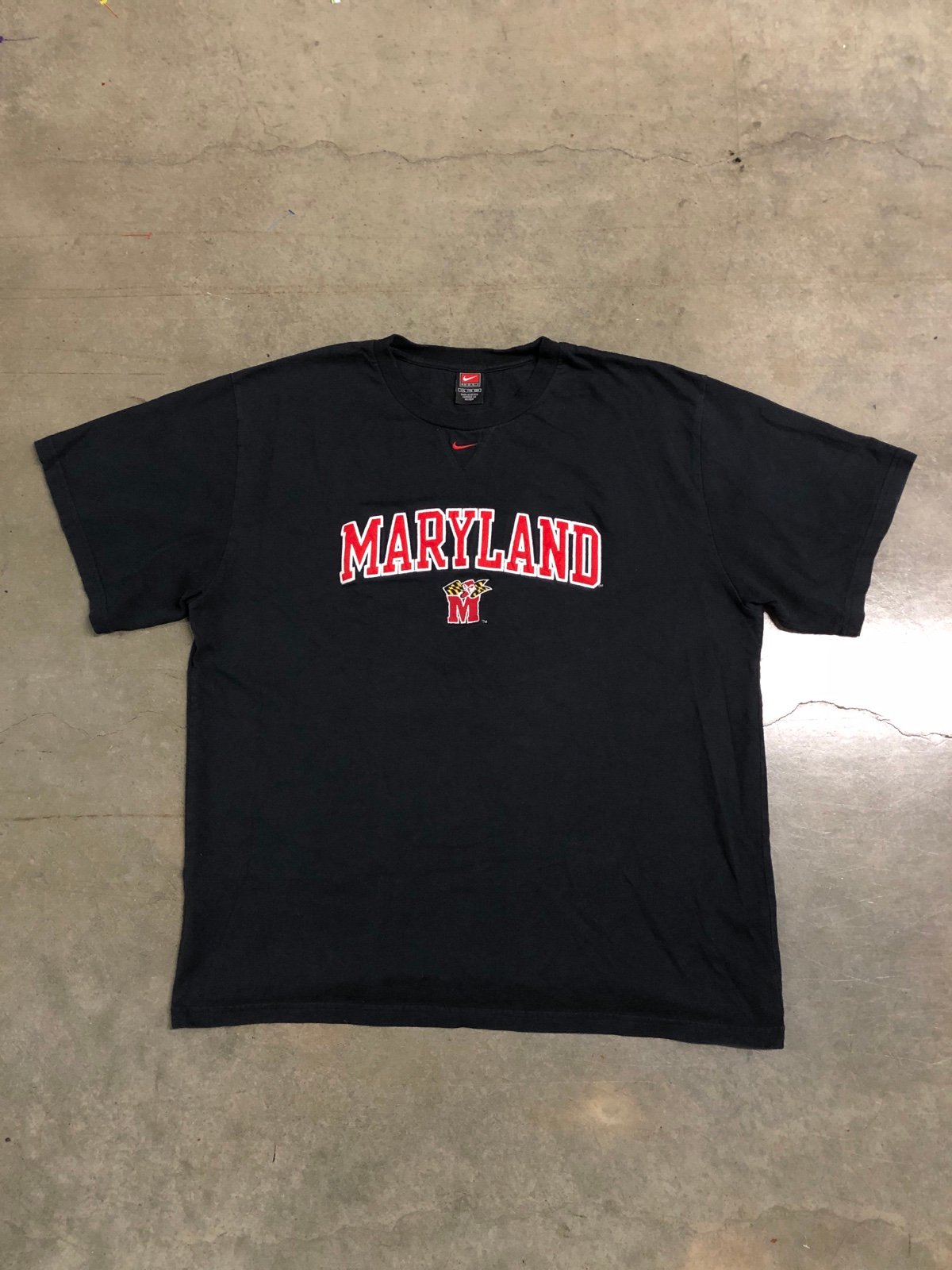 Vintage Y2K University Of Maryland Nike Center Swoosh Spellout T-Shirt Men’s 2XL