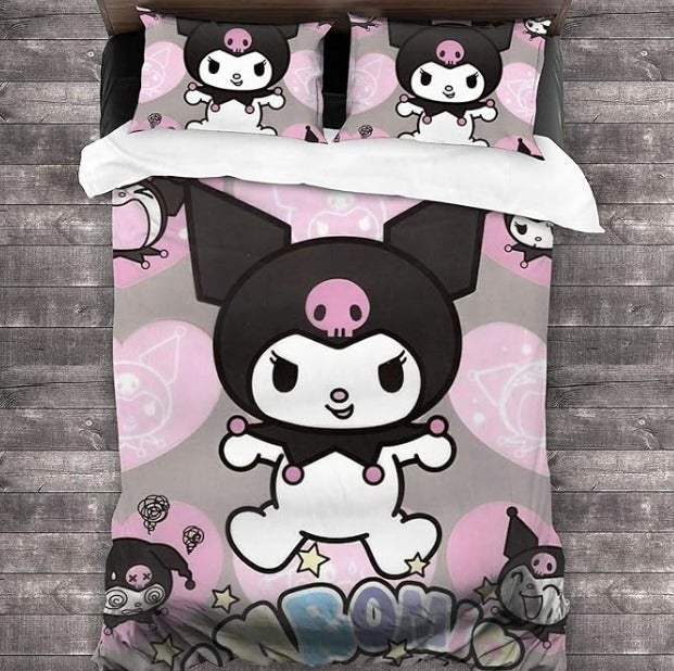 Pink Cute Kawaii Bedding Sets with Zipper Ties (Queen Size)