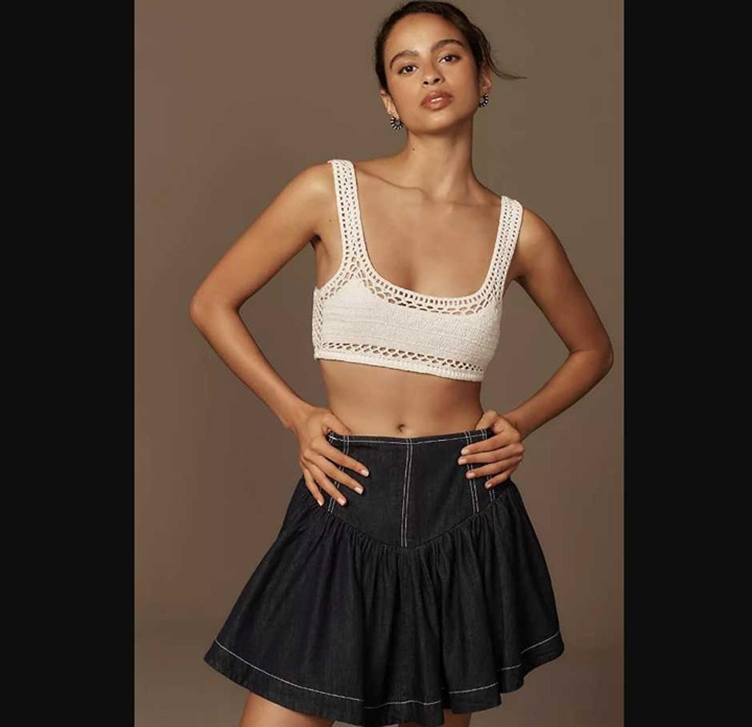 New women's XL Pilcro x Basque-waist denim mini skirt - Anthropologie