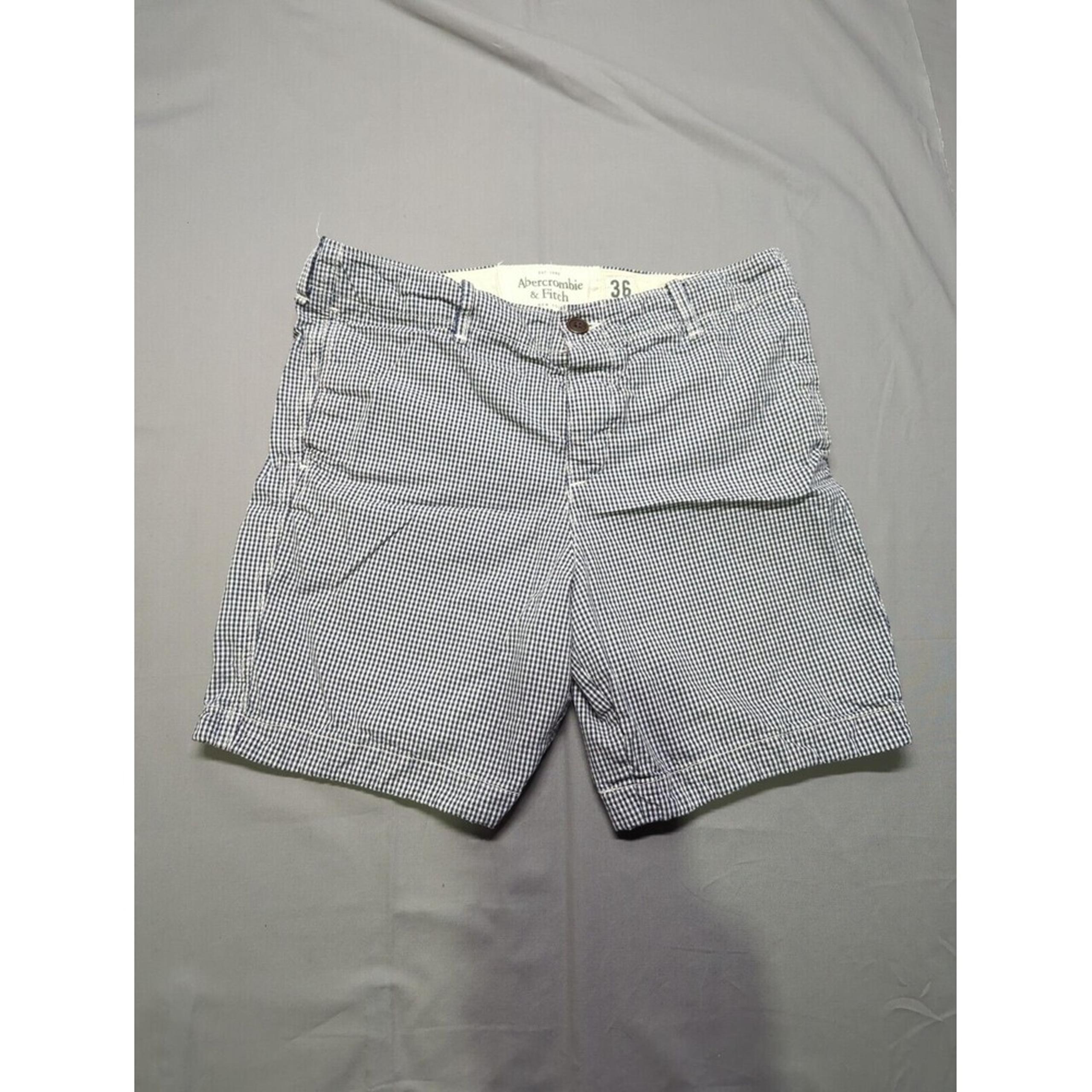 VTG Abercrombie & Fitch Mens Gingham Check Slash Pocket Shorts Preppy Size 36