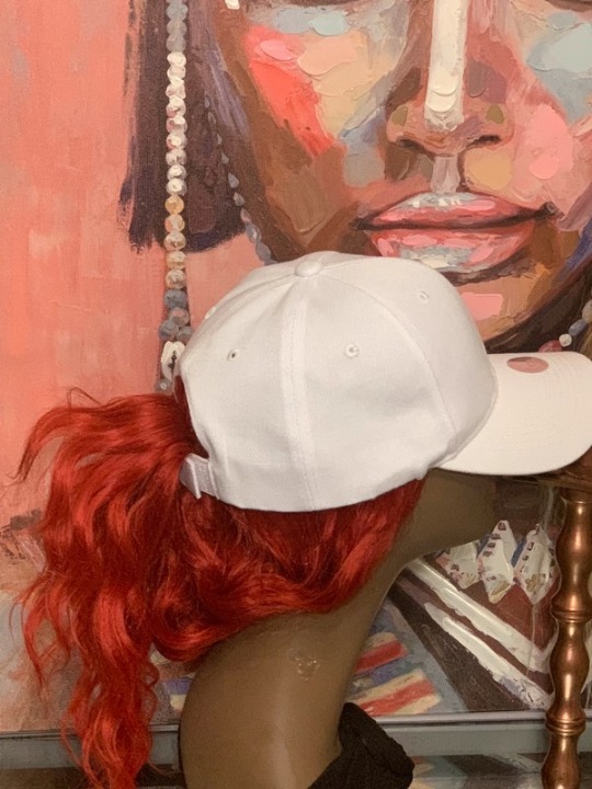 White Weave Hat with 30”Red Weaving Hair