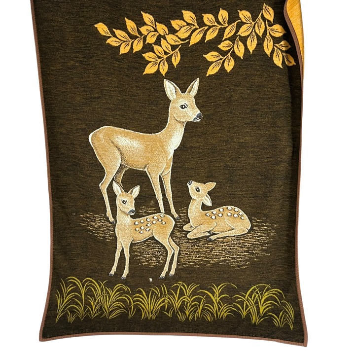 Vintage Biederlack West Germany Deer & Fawn Blanket