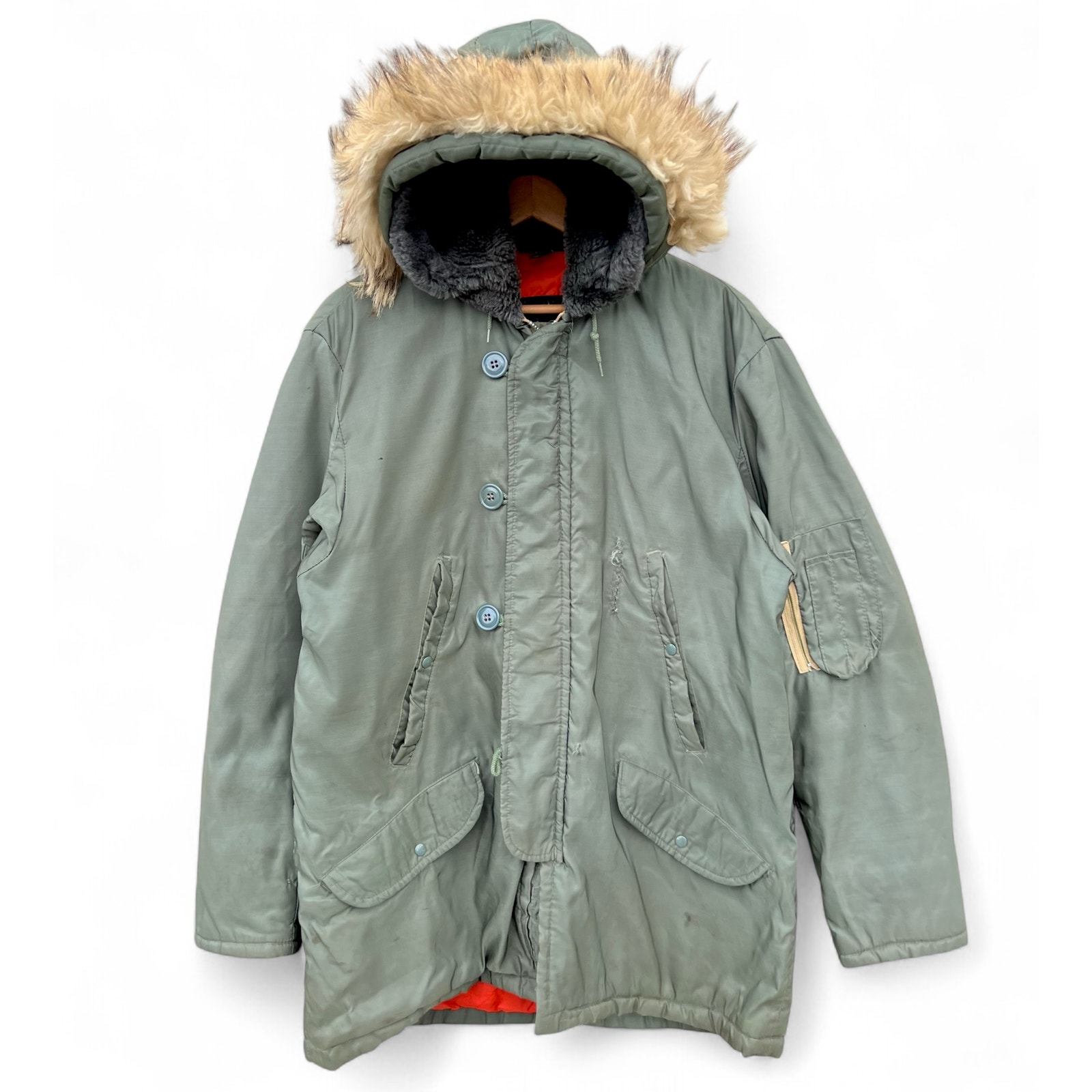 Vintage Golden Fleece Green Long Fur Hood Winter Parka Jacket Coat N3B Military