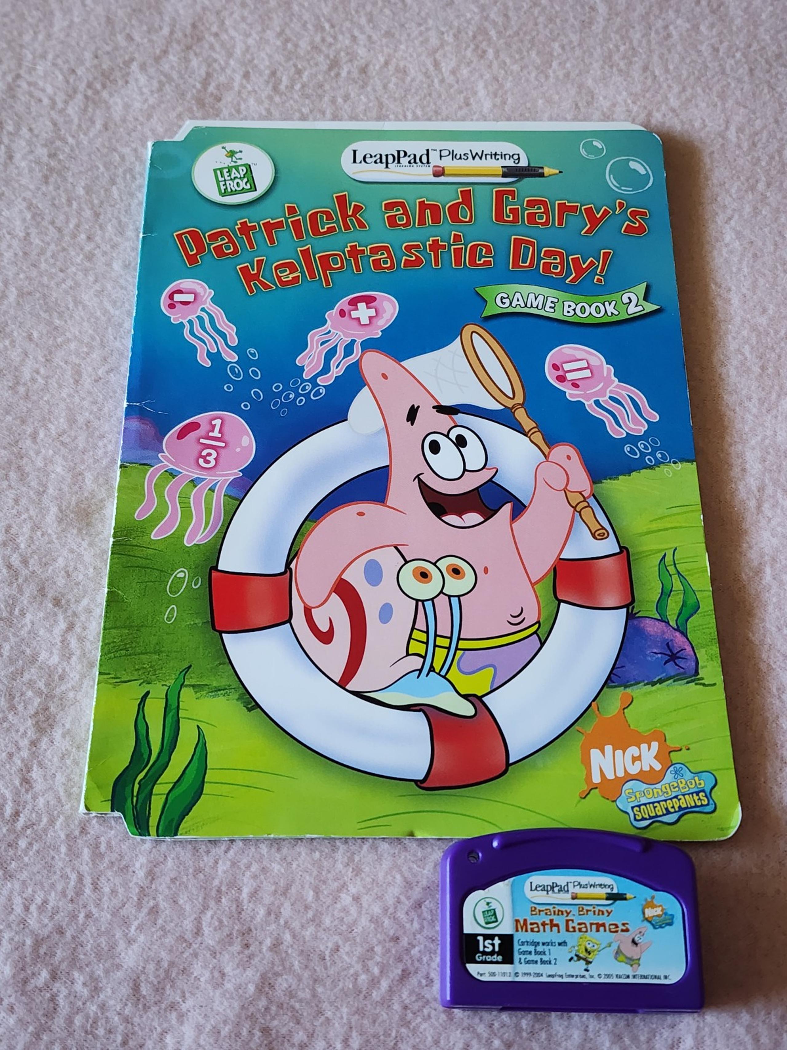 Leap Frog Leap Pad Plus Writing Spongebob  Brainy Math Games Book 2 & Cartridge