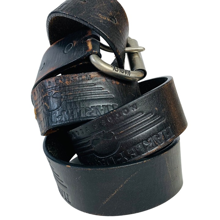 Harley Davidson Distressed Belt 40 Waist Embossed Logo Rugged Beat Up 99420-09VM