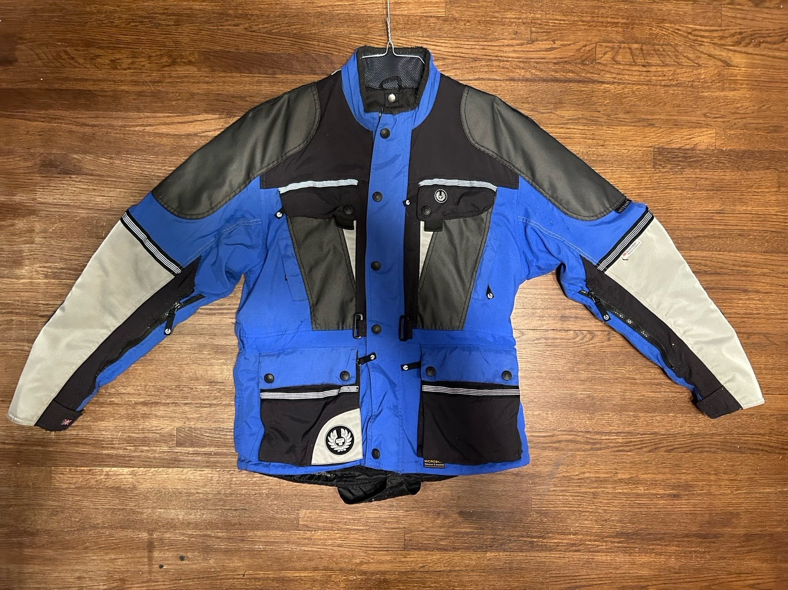 BELSTAFF DESIGNED IN ENGLAND HITENA MICROSKIN MOTORCYCLE JACKET ARMOR Blue L