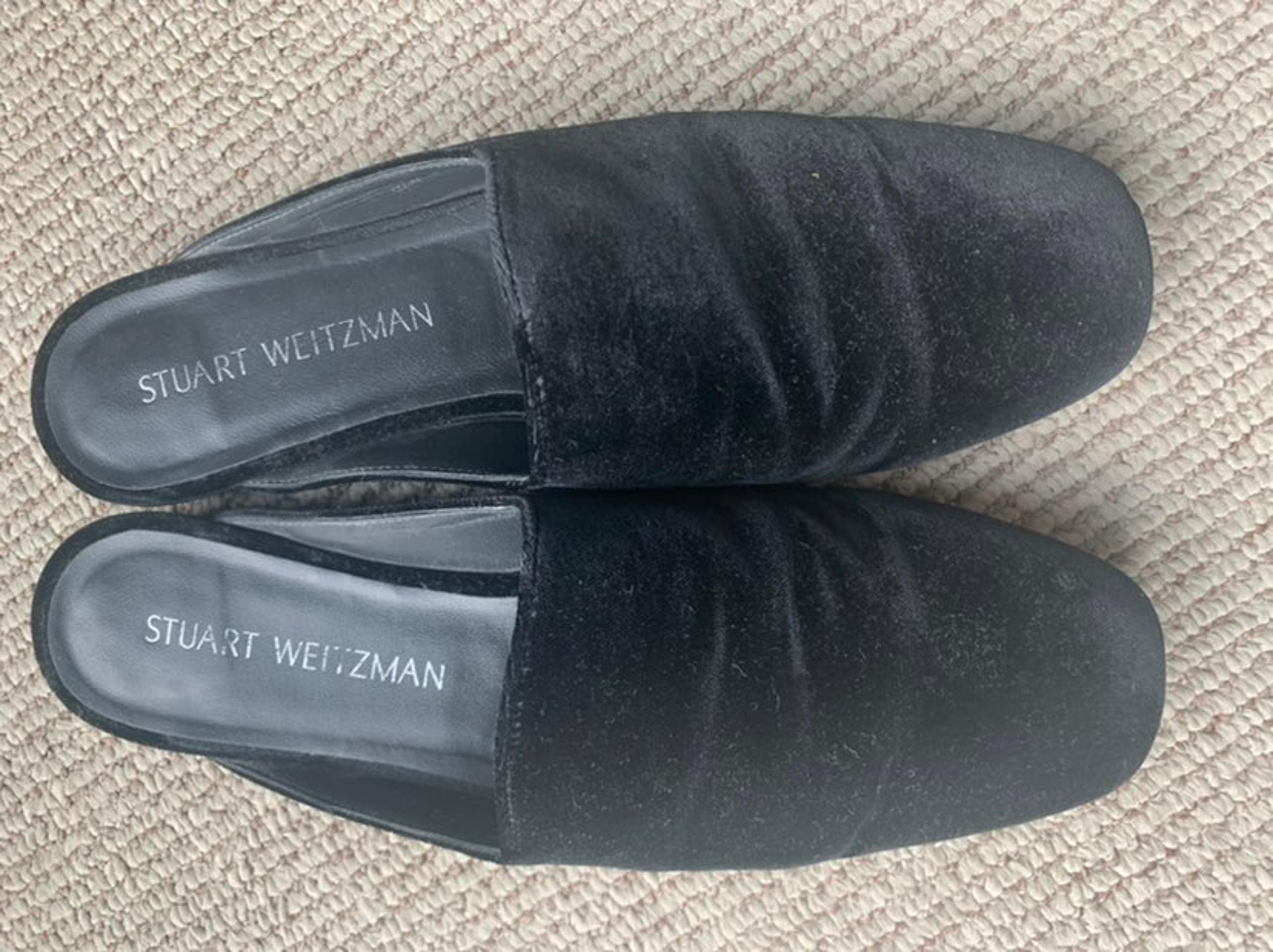 Stuart Weitzman velvet slip on mules