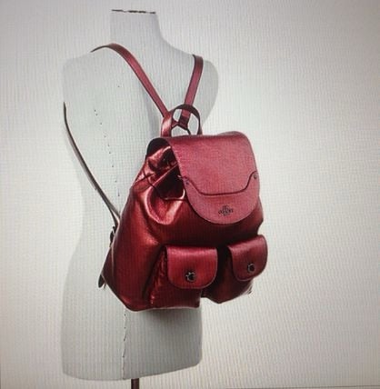 COACH MICKIE BACKPACK IN GRAIN LEATHER ANTIQUE NICKEL/METALLIC CHERRY