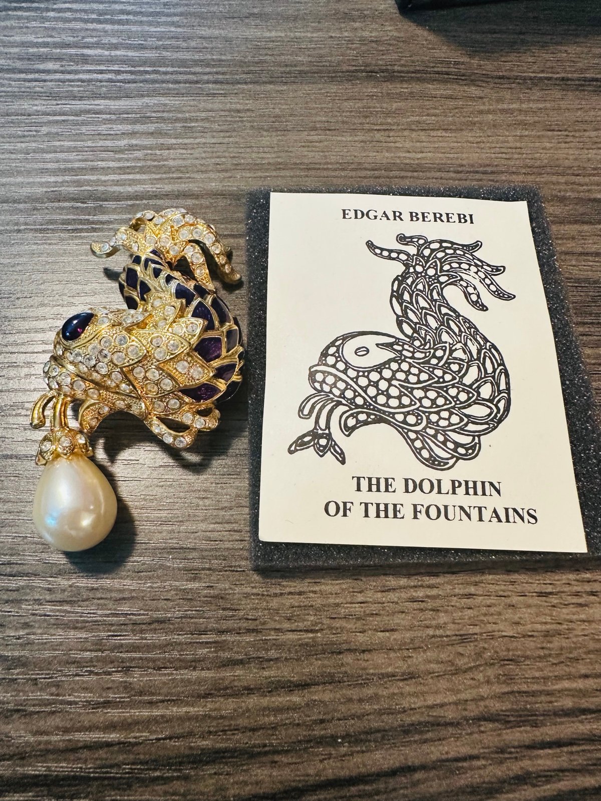 Rare Edgar Berebi Dolphin Of The Fountain Pin Brooch Rare Limited Edition Koi Fi