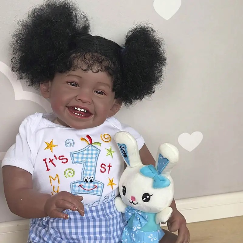 24inch Black Cute Handmade Simulative Doll,