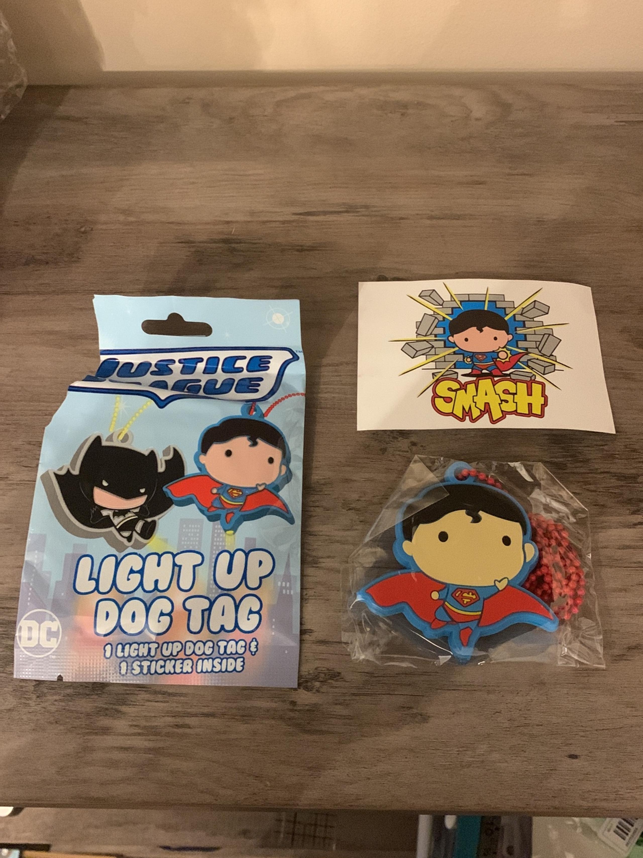 Justice League Light Up Dog Tag & Sticker