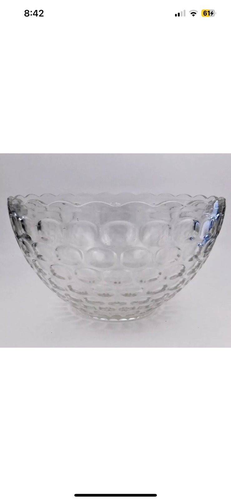 FEDERAL GLASS ~ Vintage Thick Glass 12 PUNCH BOWL (Yorktown-Colonial ) ~ USA