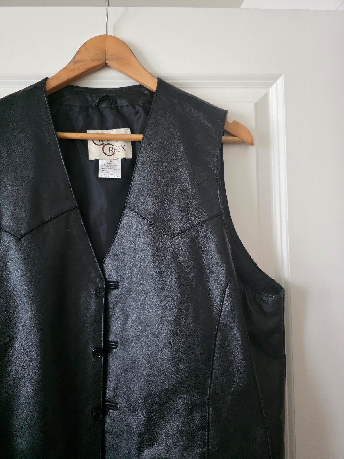 Cripple Creek Leather Vest Biker Western Mens Size XL Black