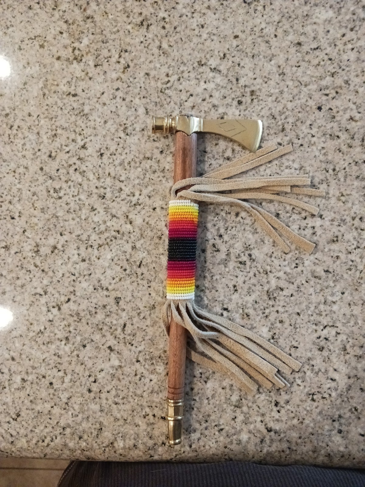 Navajo Beaded Tomahawk Brass Pipe