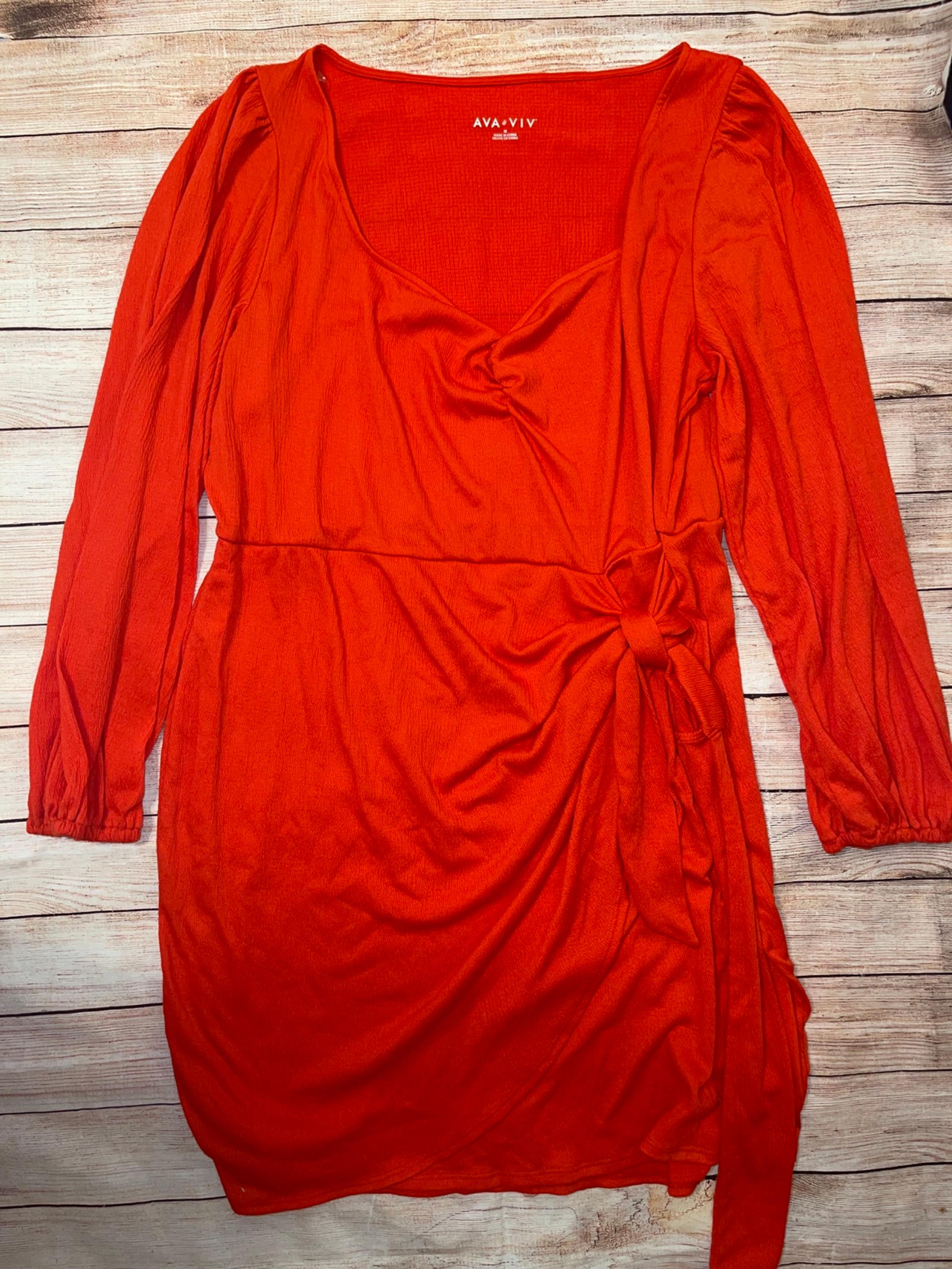 Women’s 1X Red Faux Wrap Dress NWOT - Ava & Viv