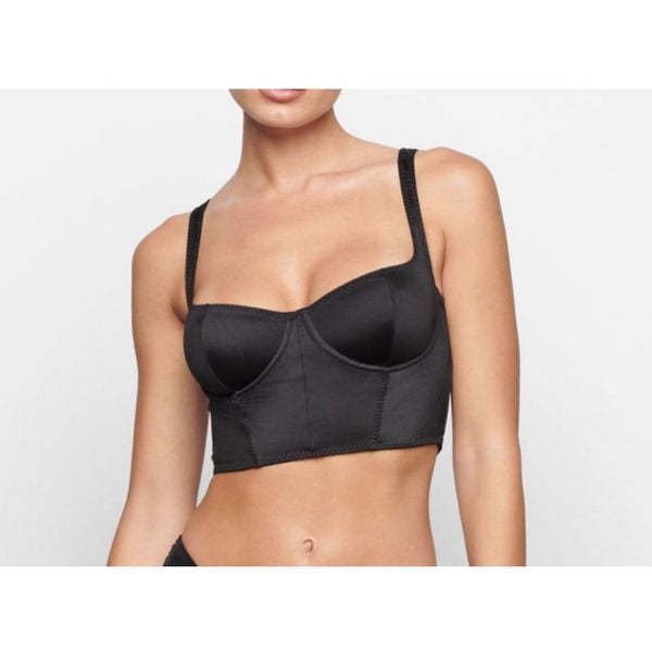 SKIMS LOGO SHINE DEMI CORSET BRA size 36A NWT