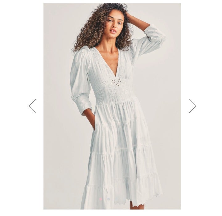 NWT LoveShackFancy Stephen Midi Dress in White - Size US 2