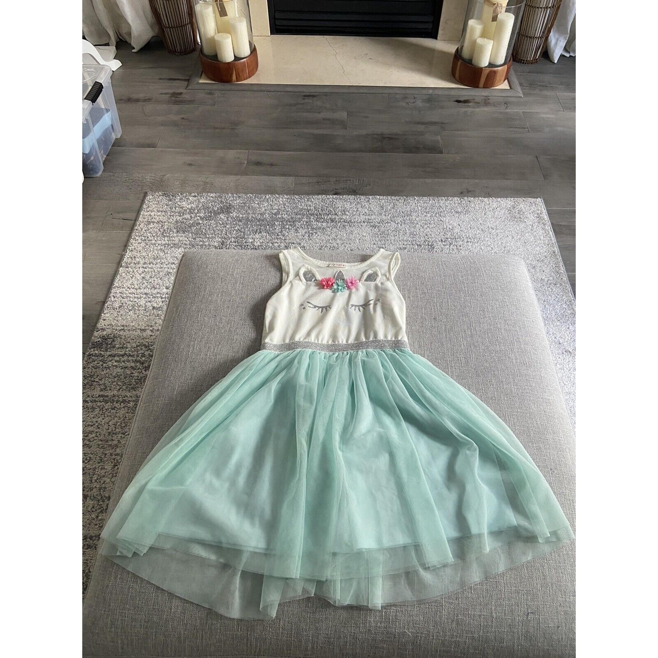 Cat & Jack Little Girls Sleeveless Unicorn Dress Size Medium